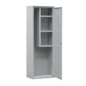 Armoire balais avec 3 étagères, couleur gris