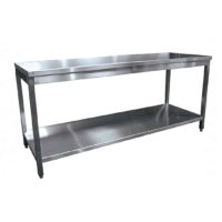 Table démontable pieds carrés inox AISI 304 centrale + étagère P 700 mm
