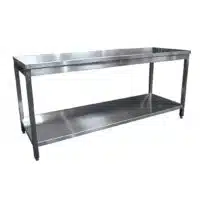 Table démontable pieds carrés inox AISI 304 centrale + étagère P 700 mm