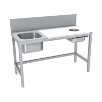 Table de préparation TVO avec 1 bac de rinçage avec tiroir GN 1/1 dessus mixte inox L 1000 mm