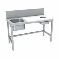 Table de préparation TVO avec 1 bac de rinçage sans tiroir GN 1/1 L 1200 mm