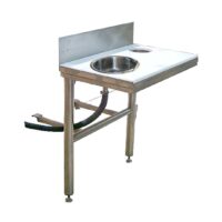 Tablette de travail avec TVO et bac de rinçage, en inox AISI 304