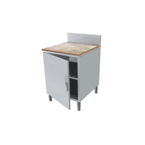 Meubles arrières neutres pour service traditionnel, dessus en hêtre, 2 portes battantes, profondeur 800