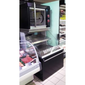 Vitrine chauffante à plats cuisinés, fermée bain-marie à eau, 3 Kw
