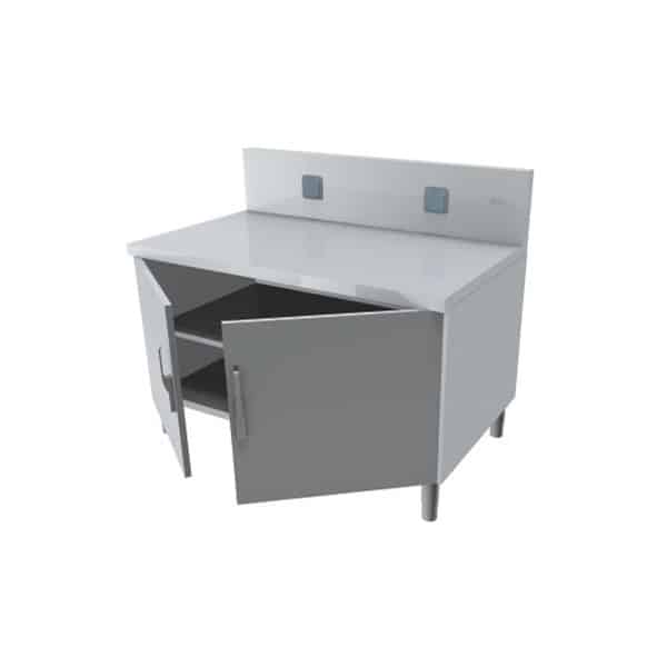 Meubles arrières neutres pour service traditionnel, dessus en inox AISI 304, 2 portes coulissantes, profondeur 800