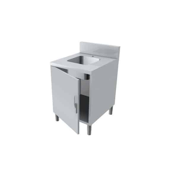 Meuble lave-main, porte battante avec loqueteau, profondeur 700