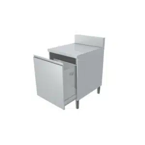 Meuble poubelle dessus plein, 1 porte, tiroir coulissant, profondeur 800