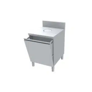 Meuble poubelle avec TVO, 1 porte, façade basculante, profondeur 800