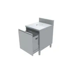 Meuble poubelle avec TVO, 1 porte, tiroir coulissant, profondeur 800