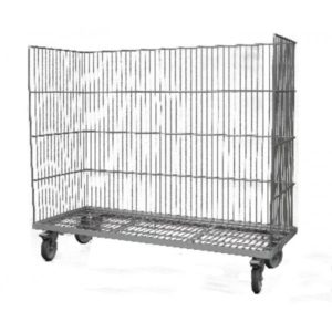 Chariot à barquette avec 1 panier, en inox