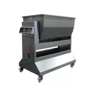 Trémie basculante 600 L sans guide fourche pour gerbeur, en inox AISI 304