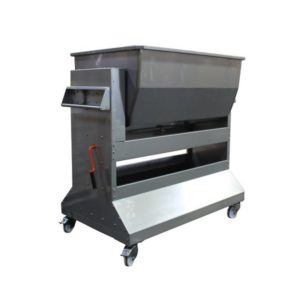 Trémie basculante 600 L sans guide fourche pour gerbeur, en inox AISI 304