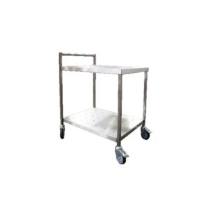 Chariot de desserte roulante avec barre de poussée, en inox AISI 304