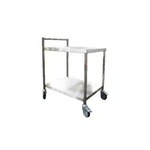 Chariot de desserte roulante avec barre de poussée, en inox AISI 304