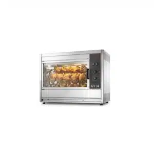 Rôtissoire électrique ventilée traversante, 4 broches, en inox, 6.7 kW