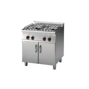 Piano de cuisson sur meuble placard fermé, gamme 700, en inox AISI 304, 4 feux gaz, 22 kW