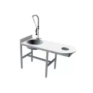 Combiné de préparation poisson bord arrondi, dosseret latéral, en inox AISI 304