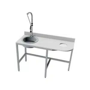Combiné de préparation poisson bord arrondi, dosseret arrière, en inox AISI 304