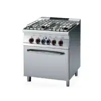 Piano de cuisson 4 feux sur four à gaz, gamme 700, en inox AISI 304, 29.3 kW