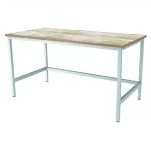 Table inox dessus hêtre centrale, Longueur 1600 mm