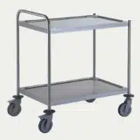 Chariot de service acier inoxydable avec 1 arceau 2 plateaux 1000 x 600 mm