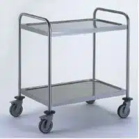 Chariot de service acier inoxydable avec 2 arceaux 2 plateaux 1000 x 600 mm