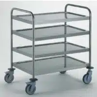 Chariot de service acier inoxydable avec 2 arceaux 4 plateaux 1000 x 600 mm