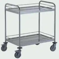 Chariot de service avec 2 arceaux 2 plateaux 800 x 530 mm avec galerie