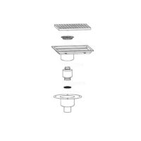 Caniveau de sol inox professionnel sortie verticale décentrée