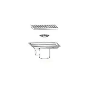 Caniveau avec cuvette monobloc, 1000 x 250 mm, sortie horizontale centrée, Ø 100 mm