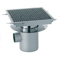 Caniveau avec cuvette monobloc inox sortie horizontale centrée