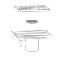 Caniveau avec cuvette monobloc inox sortie horizontale centrée