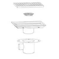 Caniveau avec cuvette inox sortie horizontale centrée Ø 100 mm