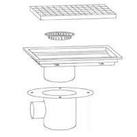 Caniveau avec cuvette réglable inox sortie horizontale décentrée