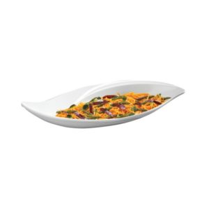 Plat mélamine blanc, en forme de feuille