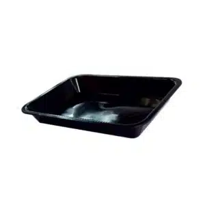 Plateau cuisine creux, en plexi noir rectangulaire, 360 x 260 mm