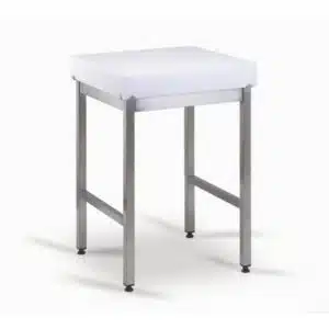 Billot de cuisine, polyéthylène, piétement soudé, L 600 x l 600 mm