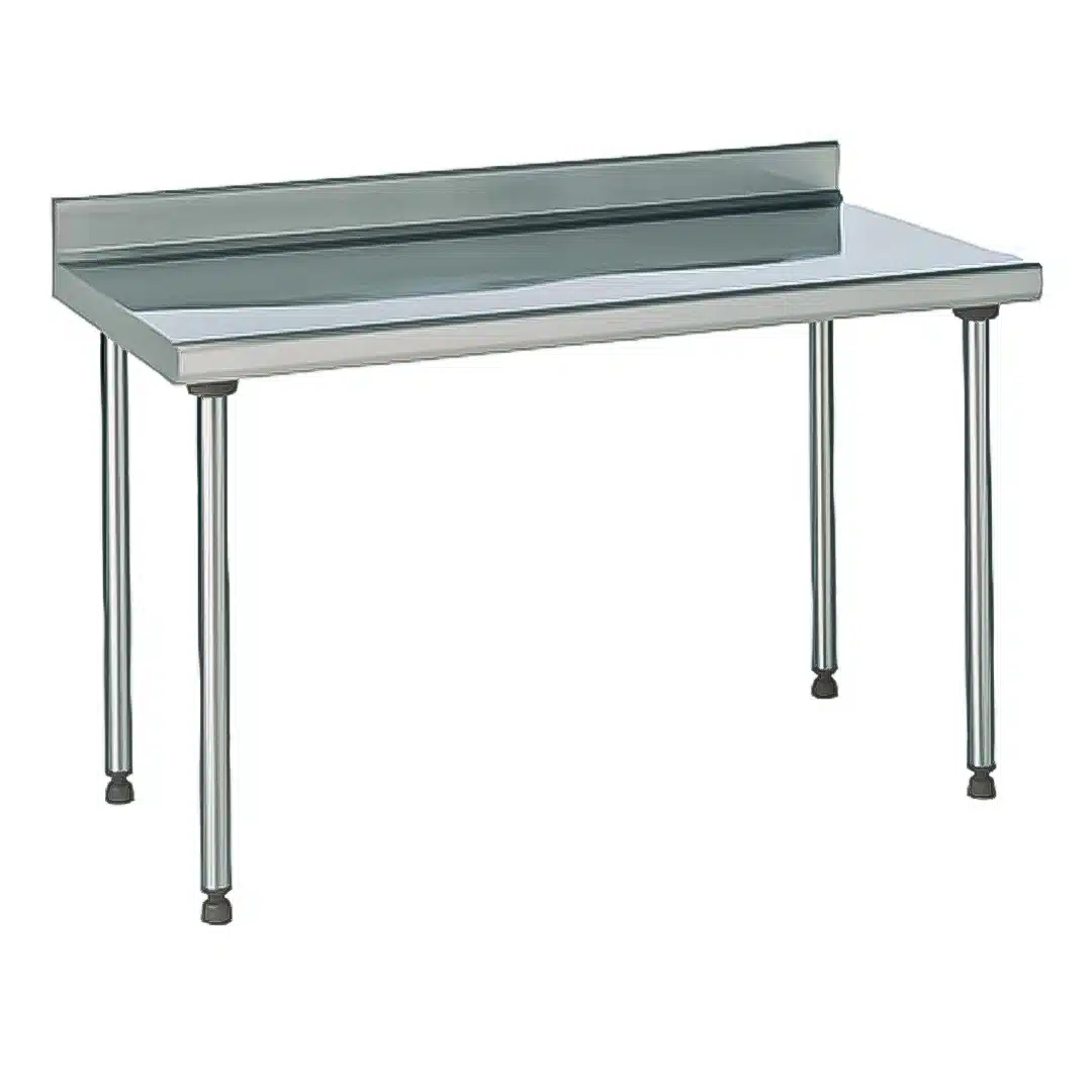 Table inox TS 15N démontable sur piétement à dosseret pieds ronds largeur 800 mm