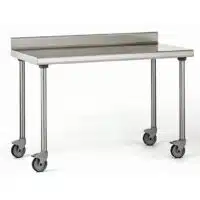 Table inox TS 15N démontable sur roues à dosseret pieds ronds largeur 800 mm