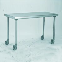 Table inox TS 15N démontable sur roues centrale pieds ronds largeur 700 mm