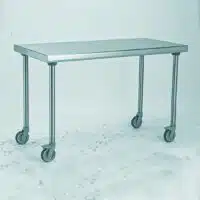 Table inox TS 15N démontable sur roues centrale pieds ronds largeur 700 mm