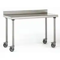 Table inox TS 15N démontable sur roues à dosseret pieds ronds largeur 700 mm