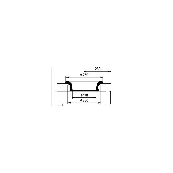 Collerette caoutchouc Ø 190 - 280 mm pour trou Ø 250 mm - grise, pour tables sur mesure