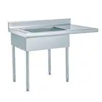 Table de déboîtage sur pieds sur-mesure acier inoxydable capacité 4 bacs GN 1/1 P 700 mm cuve à gauche