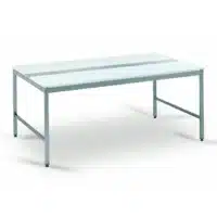 Table de découpe avec alaise centrale inox piétement soudé