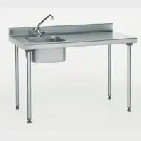 Table du chef TS 15N soudée avec robinet à dosseret largeur 700 mm bac à gauche L 400 x P 400 x H 250 mm