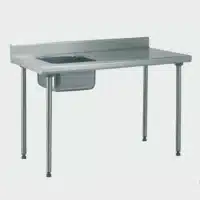 Table du chef TS 15N soudée sans robinet à dosseret bac au centre L 700 x l 700 mm