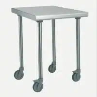 Table inox TS 15N démontable sur roues centrale pieds ronds largeur 600 mm