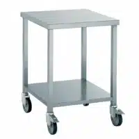 Table porte-machine soudée sur roues acier inoxydable L 600 x l 600 x H 850 mm