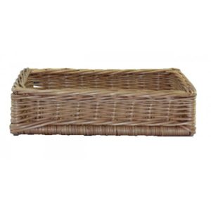 Corbeille présentation saucissons, rectangulaire osier blanc, L 300 x P 200 x H 100 mm